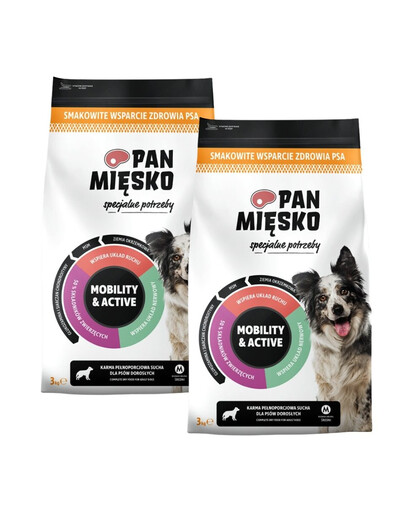 PAN MIĘSKO Speciální krmivo Mobility and Active pro psy, křupky M 2x3 kg