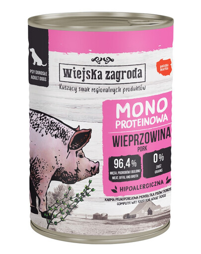 WIEJSKA ZAGRODA Mokré krmivo pro psy s vepřovým monoproteinem 400 g