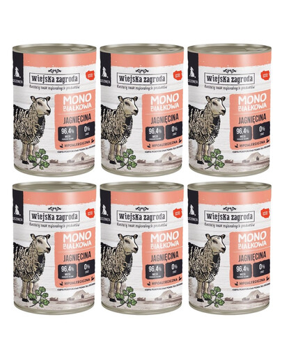 WIEJSKA ZAGRODA Jehněčí konzerva pro štěňata 6x400 g