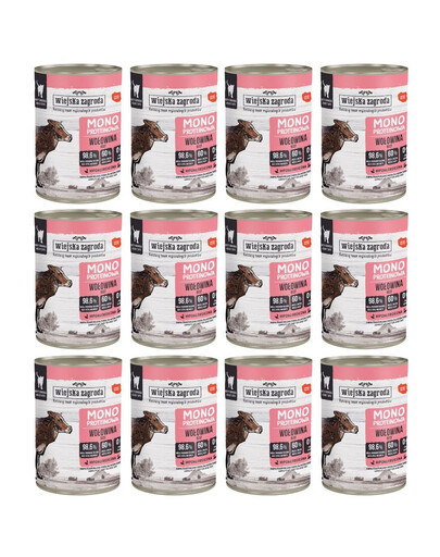 Monoproteinové hovězí mokré krmivo pro kočky 12x400g