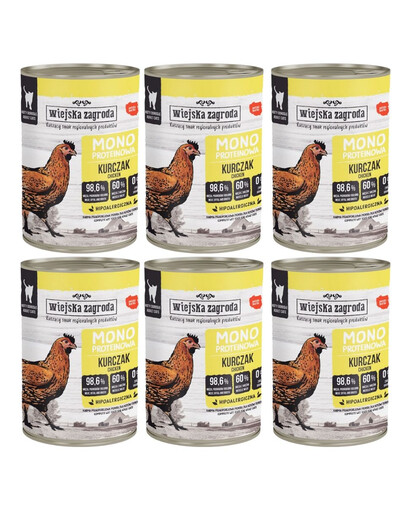 Monoproteinové mokré krmivo pro kočky s kuřecím masem 6x400 g