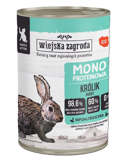 WIEJSKA ZAGRODA Monoproteinové krmivo s králíkem pro koťata 400 g