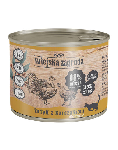 WIEJSKA ZAGRODA Kitten Konzerva pro koťata s krůtou a kuřetem 6x200g
