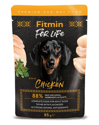 FITMIN For Life Dog Adult Chicken 85 g kuřecí s bylinkami v omáčce