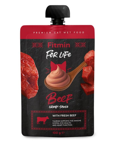 FITMIN For Life Cat Cream Sauce Beef 100g krémové kapsičky s hovězím masem pro kočky