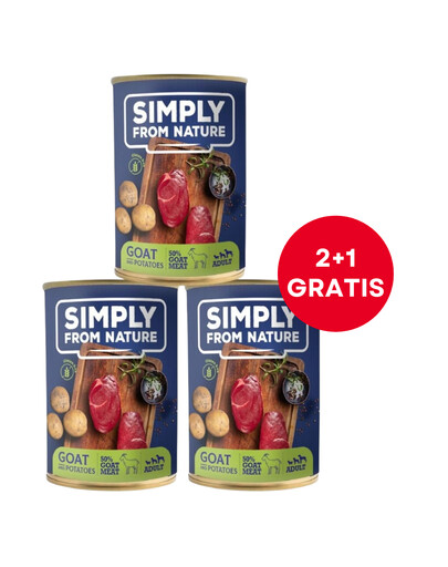 SIMPLY FROM NATURE Mokré krmivo pro psy Koza s bramborami 400 g (2+1 ZDARMA)