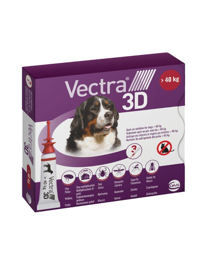 VECTRA 3D Roztok k aplikaci proti blechám a klíšťatům pro psy 40kg v pipetě 3ks