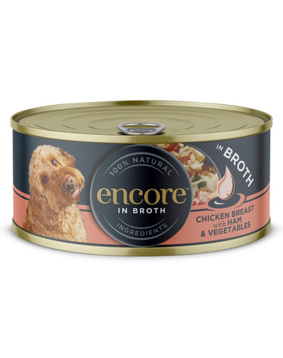 ENCORE Dog Chicken Breast with Ham and Vegetables in Broth kuřecí prsa se šunkou a zeleninou ve vývaru 156 g