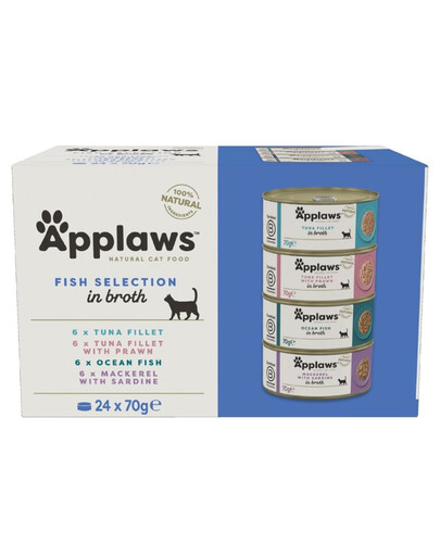 APPLAWS Cat Adult Fish Selection Multipak in Broth 24x70 g mix chutí ryb v vývaru