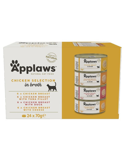 APPLAWS Cat Adult Chicken Selection Multipak in Broth 24x70g mix chutí s kuřecím masem v vývaru