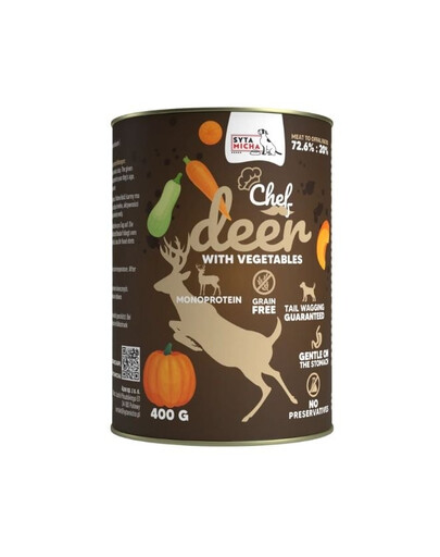 SYTA MICHA Chef Monoprotein Mokré krmivo pro psy s jelenem a zeleninou 400 g