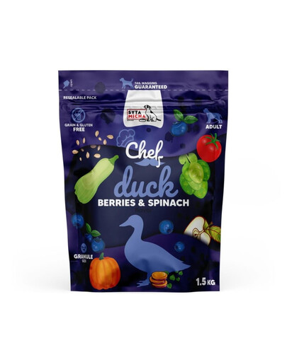 SYTA MICHA Chef Kachna, bobule a špenát 1,5 kg granule pro psy