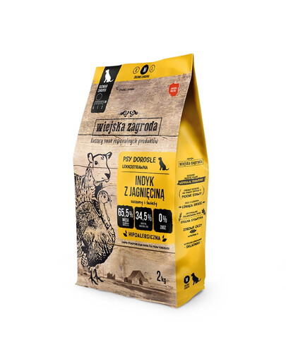 WIEJSKA ZAGRODA krůtí s jehněčím, krmivo pro psy křupavé M 2 kg