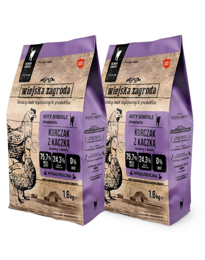 WIEJSKA ZAGRODA Kuře s kachnou 2x1,6 kg