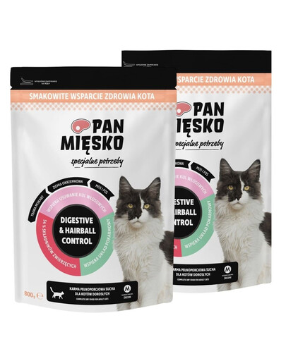 PAN MIÉSKO Speciální krmivo Digestive & Hairball Control pro kočky 2x800 g