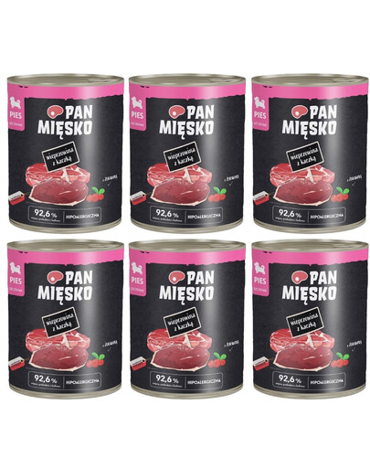 PAN MIĘSKO vepřové maso s kachnou krmivo pro štěňata 6x800 g