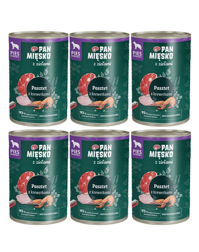 PAN MIĘSKO s bylinkami paštika s krevetkami pro psy 6x400 g