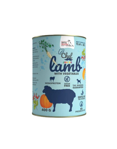SYTA MICHA Chef Monoprotein Junior Jehněčí se zeleninou 400 g mokré krmivo pro štěňata