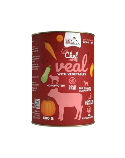 SYTA MICHA Chef Monoprotein Telecí s zeleninou 400 g konzerva pro psy
