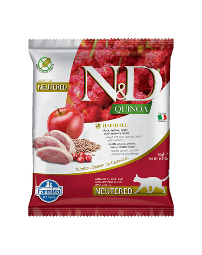FARMINA N&D Quinoa Cat Hairball Duck, apple, cranberry 50 g