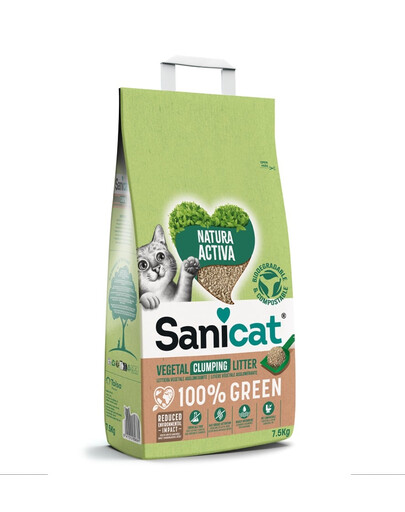 SANICAT Natura Activa 100% Green 7,5 kg Stelivo pro kočky