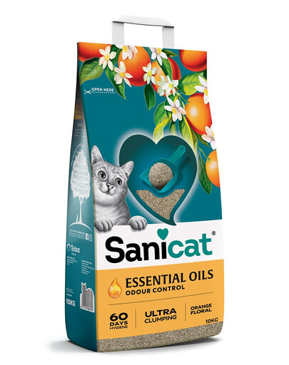 SANICAT Essential Oils Orange floral 10 kg bentonitová podestýlka s květinovou vůní