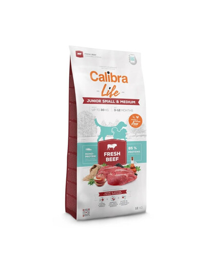 CALIBRA Dog Life Junior Small Medium Fresh Beef 12 kg s hovězím masem pro mladé psy malých a středních plemen
