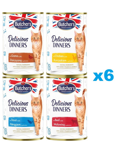 BUTCHERS Deliciuos dinners Mix smaków w galaretce 24x400 g