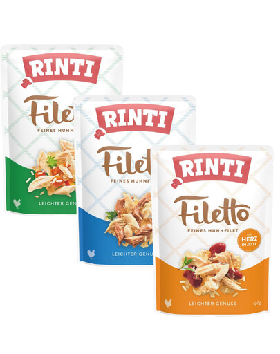 RINTI Filetto in Jelly Mix chutí s kuřetem v želé 24x100 g kuře a zelenina, kuře a kachna, kuřecí a drůbeží srdíčka