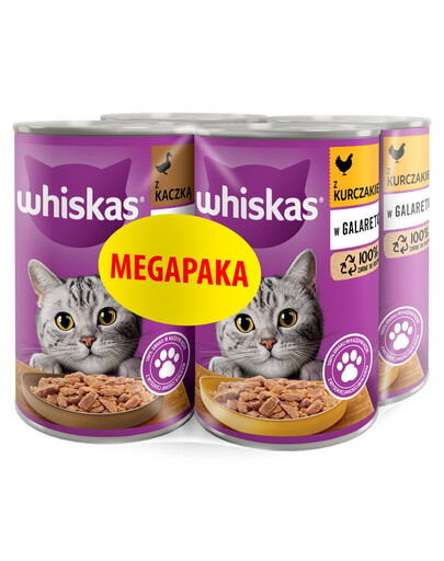 WHISKAS Adult Mix příchutí s kuřetem a kachnou v želé 4x400 g pro dospělé kočky