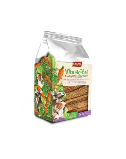 Dla gryzoni i królika gałązki leszczyny z marchewką 50 g