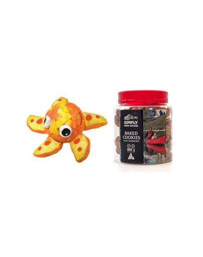 KONG Zestaw świąteczny Zabawka żółw + ciasteczka z żurawiną dla psa 220 g