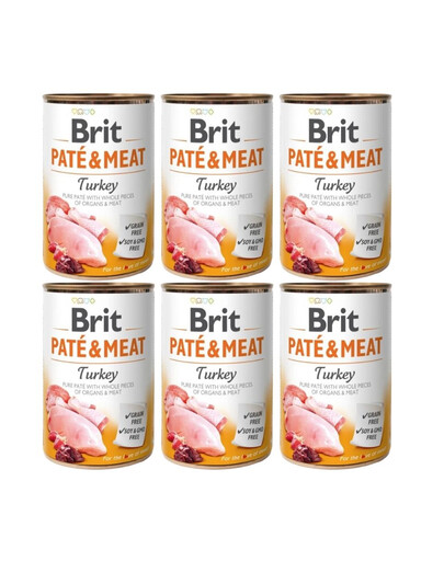 BRIT Pate&Meat turkey 6x400 g pasztet z indykiem dla psa