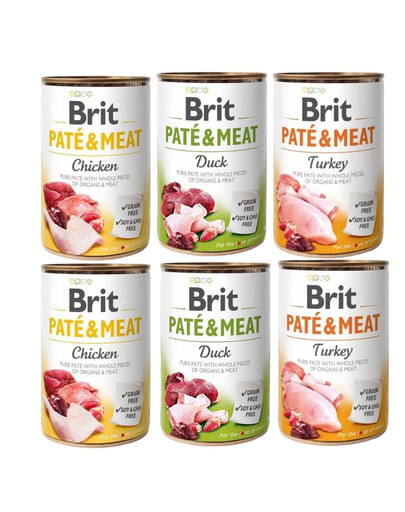 BRIT Pate&Meat Mix smaków z drobiem 6x400 g pasztet dla psów
