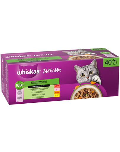 WHISKAS Adult Tasty Mix Výběr Šéfa Kuchyně 40x85 g mokrá krmiva plnohodnotná pro dospělé kočky v omáčce