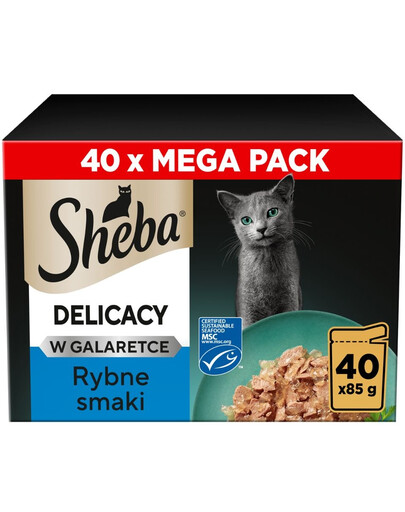 SHEBA Delikatesy Rybí chutě v želé 40x85 g mokrá strava pro kočky