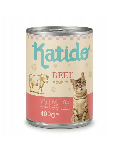 KATIDO Adult Cat Beef 400 g hovězí s lososovým olejem pro kočky