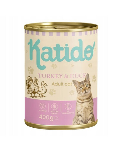KATIDO Adult Cat Turkey and Duck 400 g krůta a kachna s lososovým olejem pro kočky
