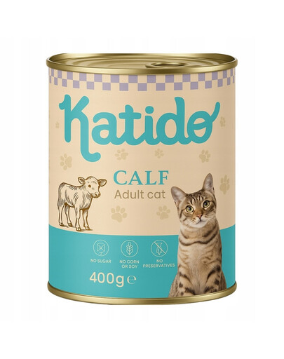 KATIDO Adult Cat Veal 400 g telecí maso s lososovým olejem pro kočky