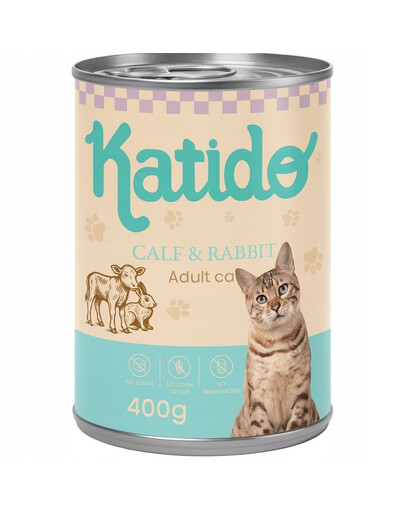 KATIDO Adult Cat Veal and Rabbit 400 g telecí a králičí maso s lososovým olejem pro kočky