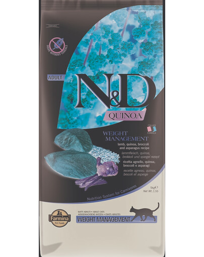 N&D Quinoa Cat weight managment jagnięcina i brokuły 5 kg