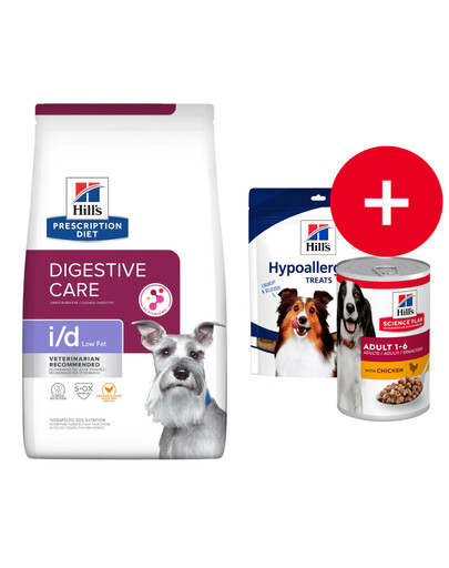 HILL'S Prescription Diet Digestive Care i/d ActivBiome Canine Low Fat 12 kg kuřecí krmivo pro psy s citlivým trávicím systémem + pamlsky ZDARMA