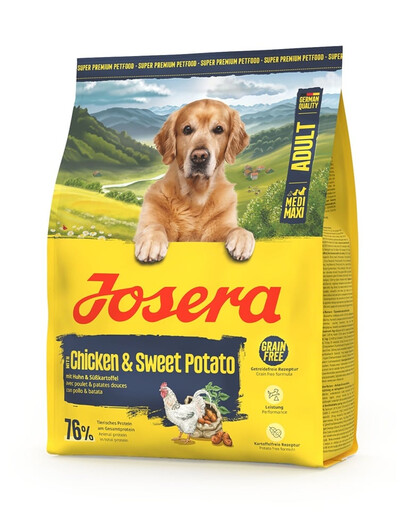 JOSERA Adult Chicken and Sweet Potato 24x900g bezobilné krmivo pro aktivní psy