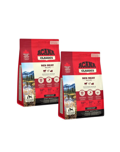 ACANA Classic Red Meat 2x2 kg krmivo pro psy bez obilovin