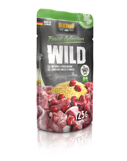 BELCANDO Wild mokré krmivo se zvěřinou, prosem a brusinkami 6x125 g