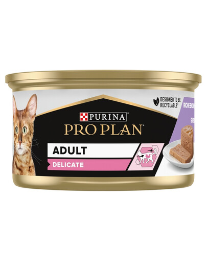 PURINA PRO PLAN Delicate Mousse bohatá na krůtu 85g mokré krmivo pro kočky