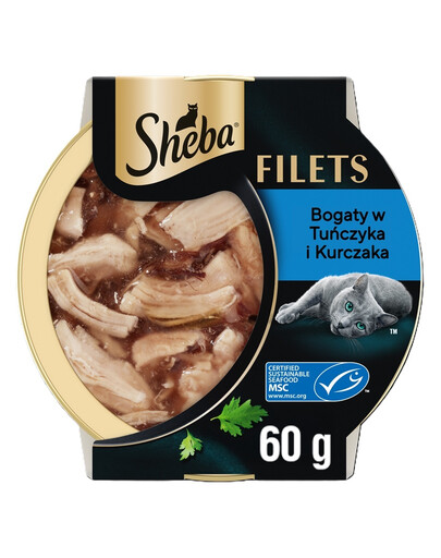 SHEBA Filety s kuřecím masem a tuňákem v omáčce 60 g