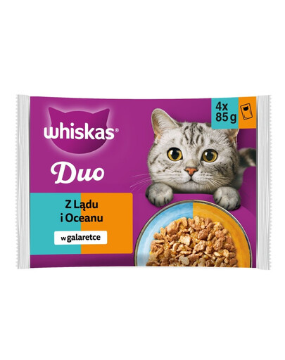 WHISKAS Duo Adult z ledu a oceánu v želé 4x85 g krmivo pro kočky