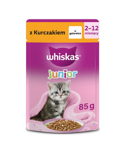 WHISKAS Junior s kuřetem v želé 85 g mokré krmivo pro koťata