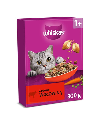 WHISKAS Adult s chutnou hovězinou 300 g granule pro kočky